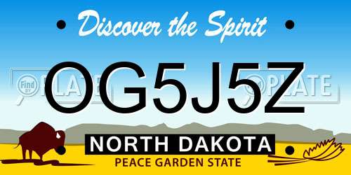 OG5J5Z North Dakota License Plate
