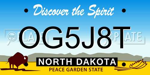 OG5J8T North Dakota License Plate