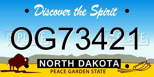 OG73421 North Dakota License Plate