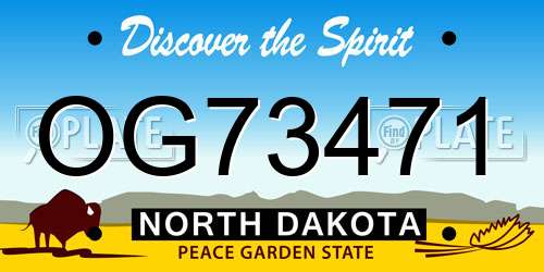 OG73471 North Dakota License Plate
