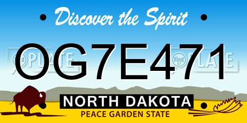 OG7E471 North Dakota License Plate