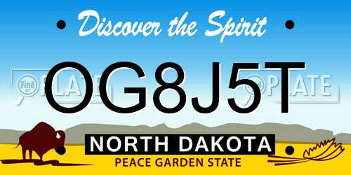 OG8J5T North Dakota License Plate