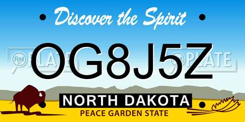 OG8J5Z North Dakota License Plate