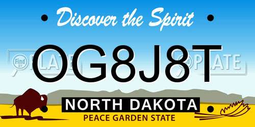 OG8J8T North Dakota License Plate