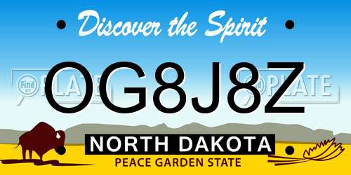 OG8J8Z North Dakota License Plate