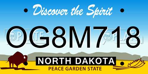 OG8M718 North Dakota License Plate