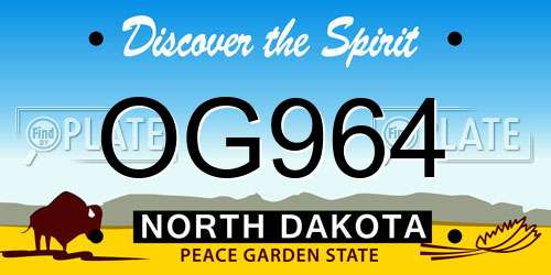 OG964 North Dakota License Plate