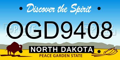 OGD9408 North Dakota License Plate