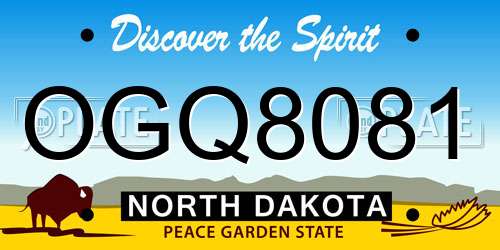 OGQ8081 North Dakota License Plate