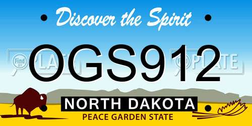 OGS912 North Dakota License Plate