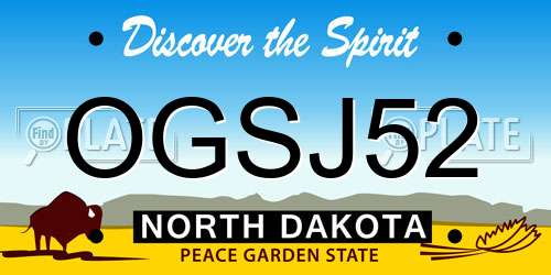OGSJ52 North Dakota License Plate