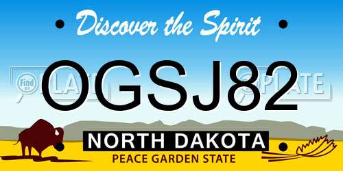 OGSJ82 North Dakota License Plate