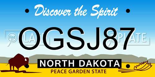 OGSJ87 North Dakota License Plate