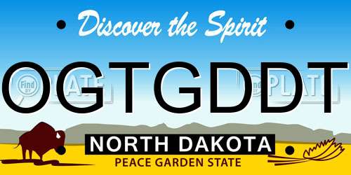 OGTGDDT North Dakota License Plate