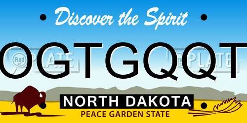 OGTGQQT North Dakota License Plate