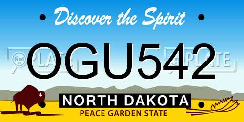 OGU542 North Dakota License Plate