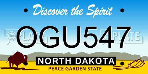OGU547 North Dakota License Plate