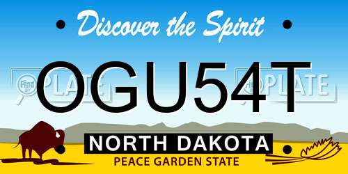 OGU54T North Dakota License Plate