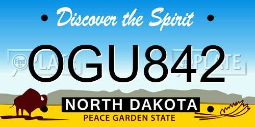 OGU842 North Dakota License Plate