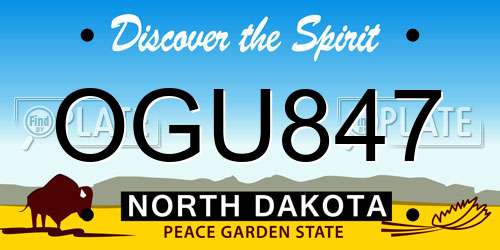 OGU847 North Dakota License Plate