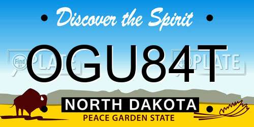 OGU84T North Dakota License Plate