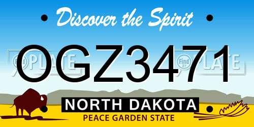 OGZ3471 North Dakota License Plate