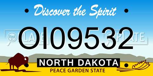 OI09532 North Dakota License Plate
