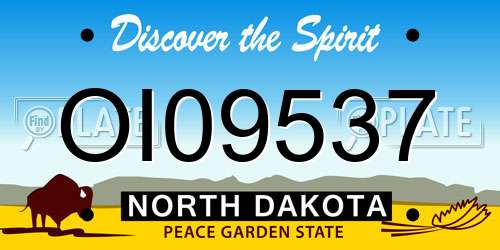 OI09537 North Dakota License Plate
