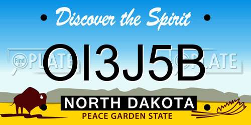 OI3J5B North Dakota License Plate