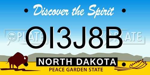 OI3J8B North Dakota License Plate