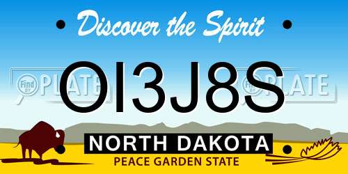 OI3J8S North Dakota License Plate
