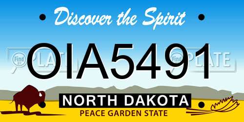 OIA5491 North Dakota License Plate