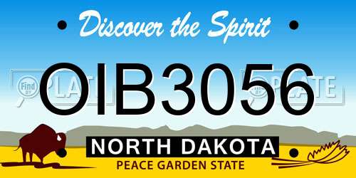OIB3056 North Dakota License Plate