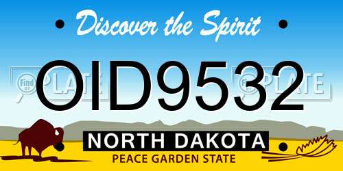 OID9532 North Dakota License Plate