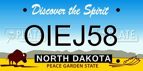 OIEJ58 North Dakota License Plate