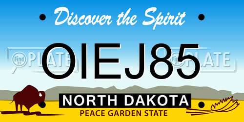 OIEJ85 North Dakota License Plate