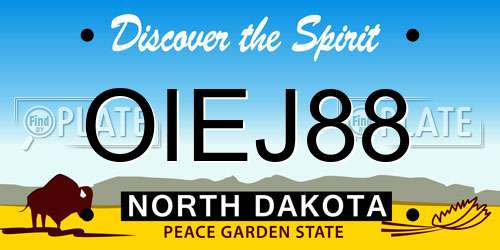 OIEJ88 North Dakota License Plate