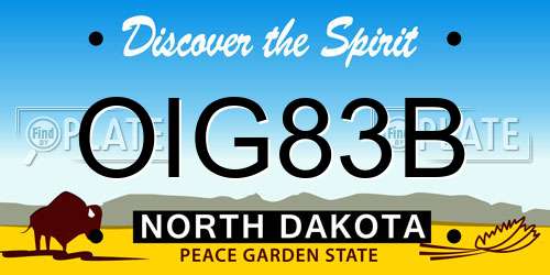 OIG83B North Dakota License Plate