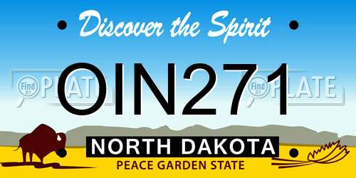 OIN271 North Dakota License Plate