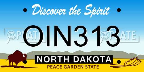 OIN313 North Dakota License Plate