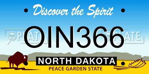 OIN366 North Dakota License Plate