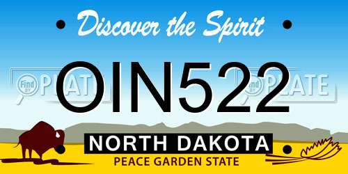 OIN522 North Dakota License Plate