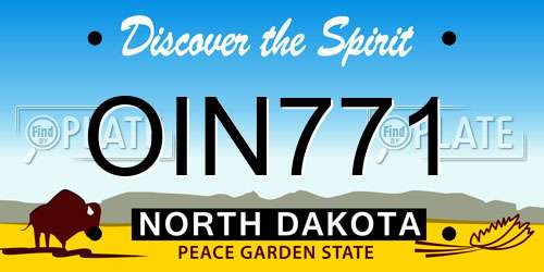 OIN771 North Dakota License Plate