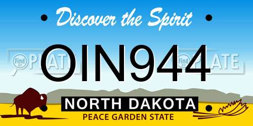 OIN944 North Dakota License Plate