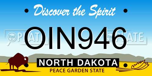 OIN946 North Dakota License Plate