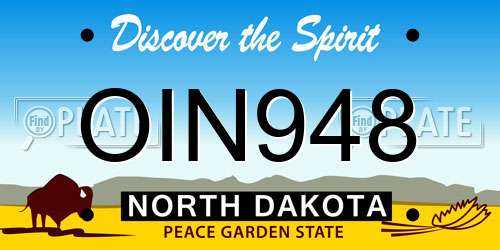 OIN948 North Dakota License Plate