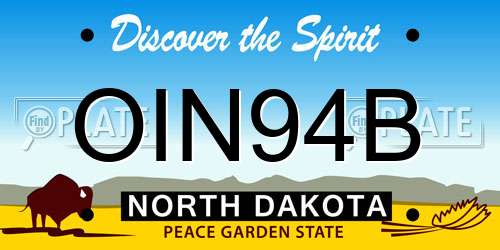 OIN94B North Dakota License Plate
