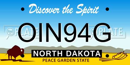 OIN94G North Dakota License Plate