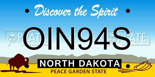 OIN94S North Dakota License Plate