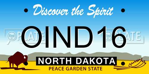 OIND16 North Dakota License Plate